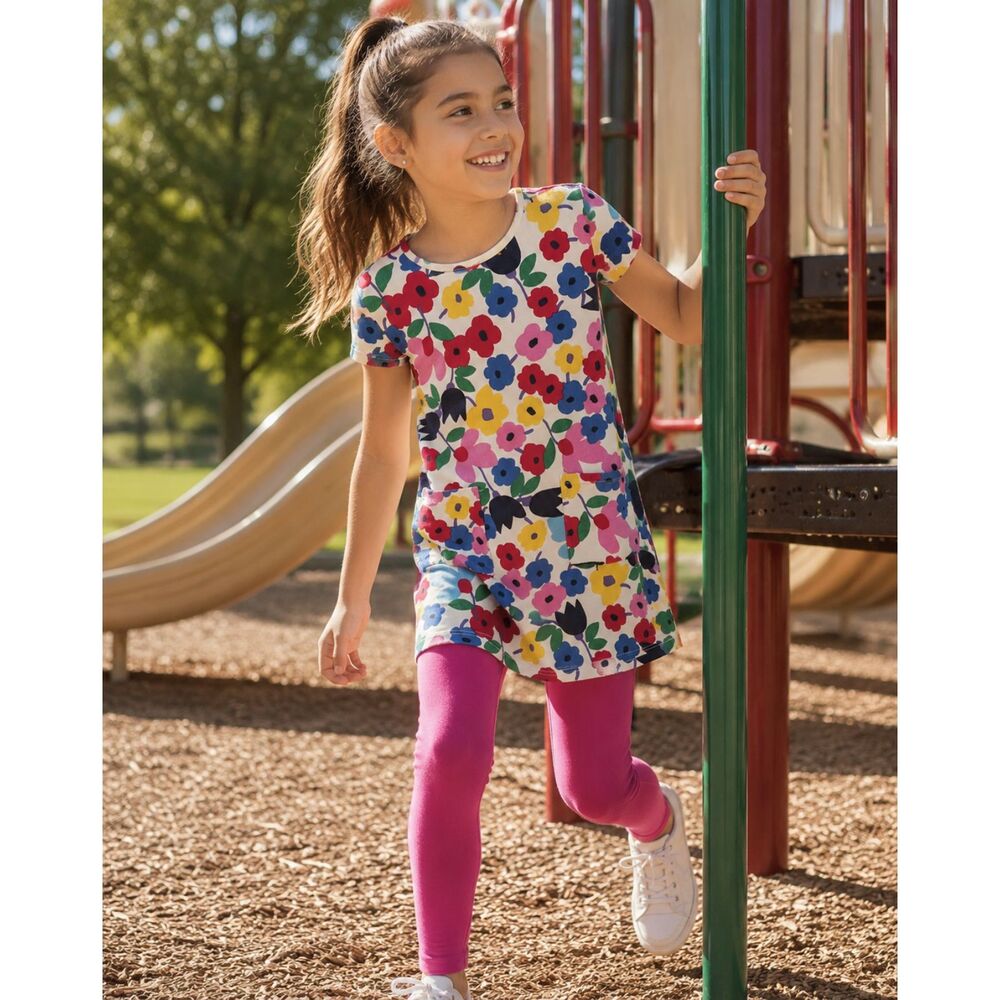 Colorful Girl's bright floral Hanna Andersson Dress 10 Multicolor